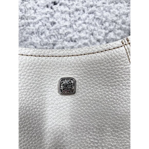 Brighton Purse Womens White Pebbled Leather Rainbow Braided Shoulder Boho Bag - Picture 3 of 14